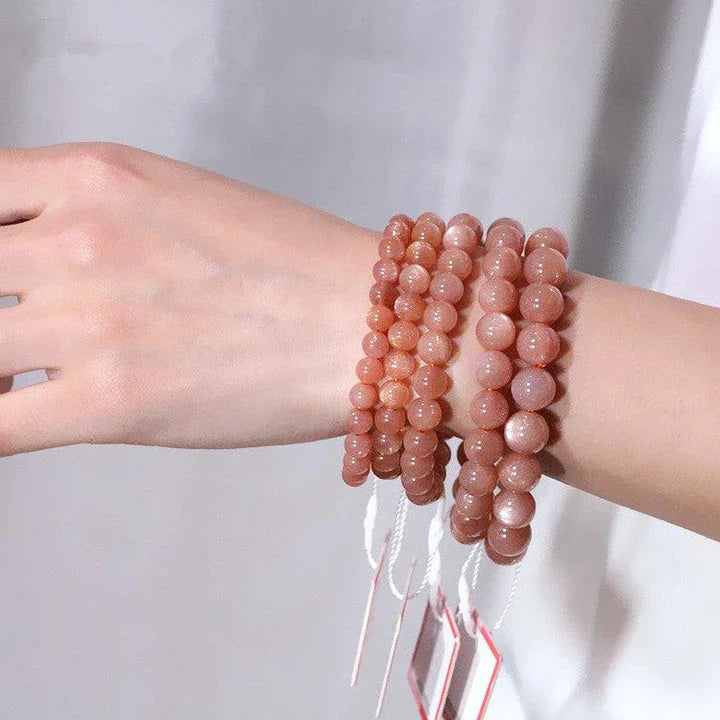 Elegant Natural Orange Moonstone Bracelet - Exquisite UK Accessory with Captivating Glow and Premium Crystal Design