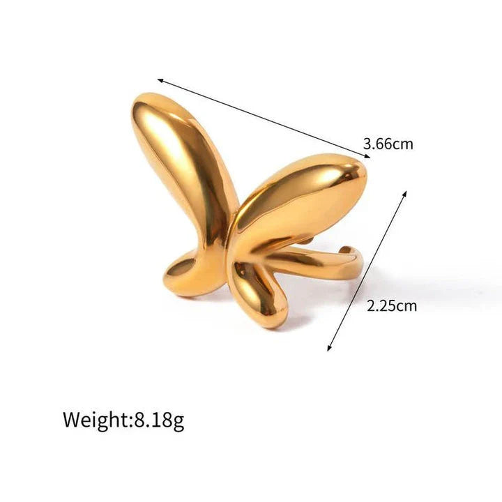 Trendha 18K gold-plated stainless steel butterfly ring, a durable and elegant accessory for UK special occasions