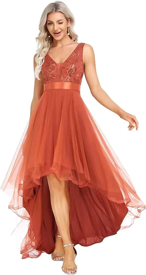 Elegant sequin gauze bridesmaid prom dress in a variety of sophisticated colours, featuring a flattering mid-length silhouette and sleeveless design with shoulder straps