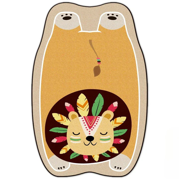 Charming animal-themed decorative rugs in various designs, including cats, foxes, lions, dogs, bunnies, wolves, and bears, adding a touch of whimsy and warmth to living rooms, bedrooms, and other cosy spaces.