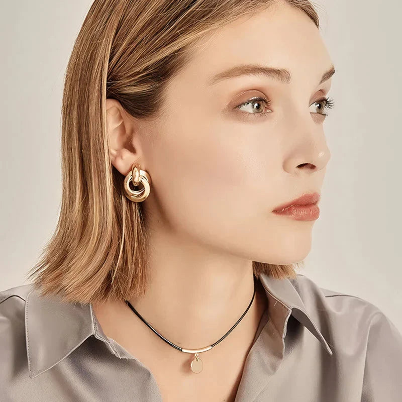 Homeenjoy UK Elegant Geometric Statement Earrings with a Bold Twist