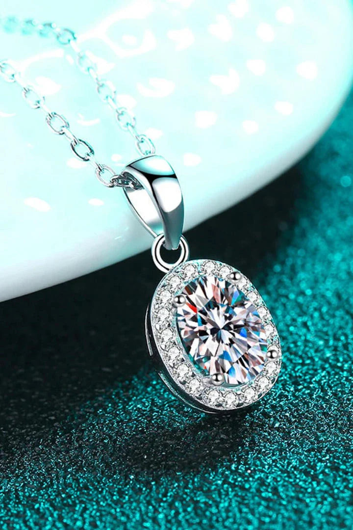 Elegant 1-carat moissanite pendant necklace in 925 sterling silver with minimalist design