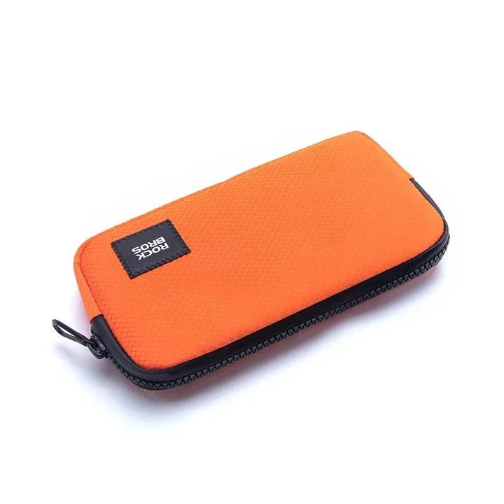 Compact cycling wallet in turquoise colour with zipper closure and compartments for storing phone, coins, and other small items