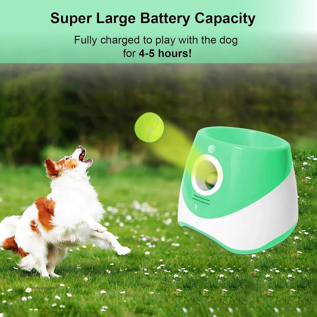 Compact Automatic Dog Tennis Ball Launcher in Turquoise Colour, Ideal for Interactive Fetch Games with Dogs