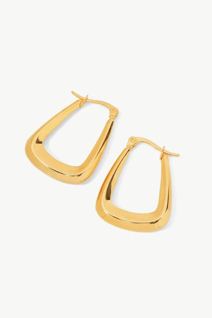 A pair of 18K gold-plated geometric earrings with a sleek and modern design