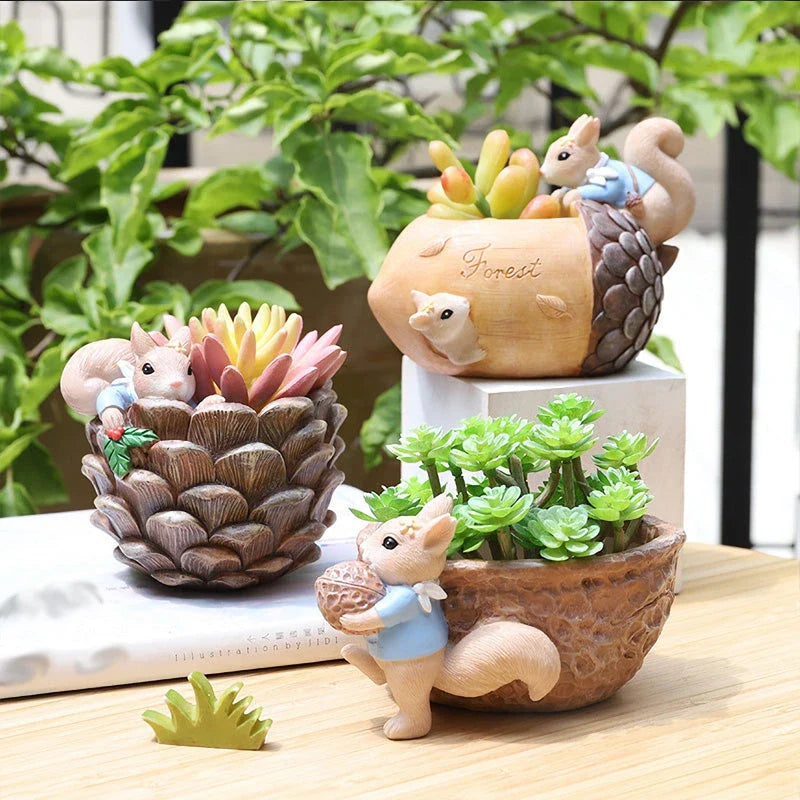 Homeenjoy UK Delightful Cartoon Squirrel Succulent Flower Pot