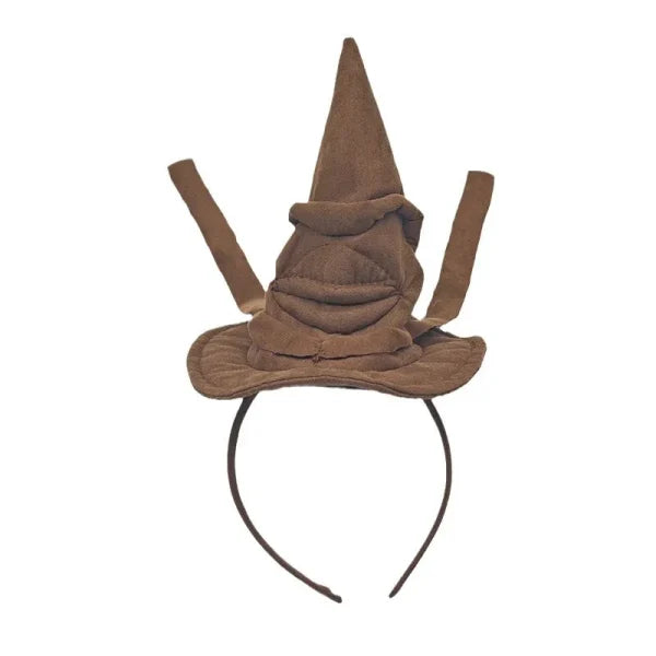 Sortband Halloween Witch Hat Headband in red, green, and brown colours with a unique, handcrafted design