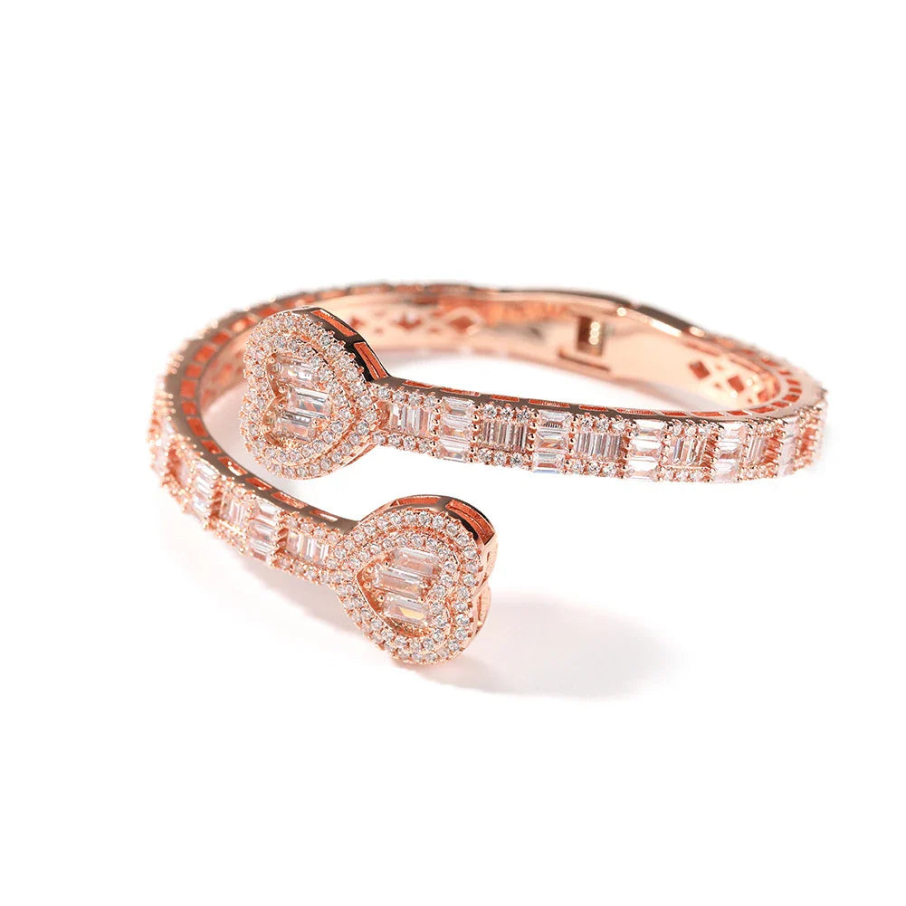Elegant geometric bracelet with diamond accents in gold, silver, and rose gold finishes