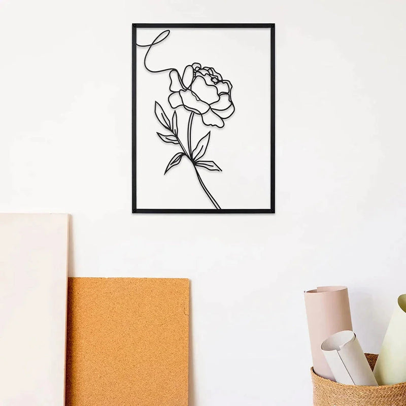 Homeenjoy uk Elegant Minimalist Rose Iron Wall Art - Refined British Decor