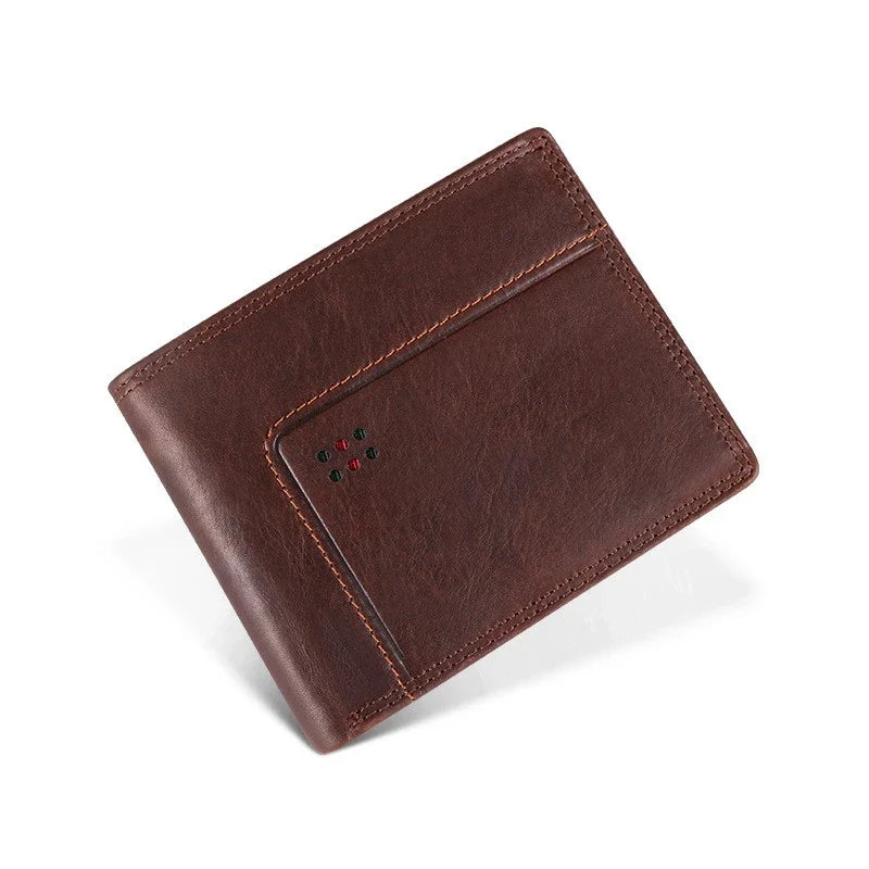 Premium cowhide leather clutch wallet with multiple card slots and compartments for organised storage