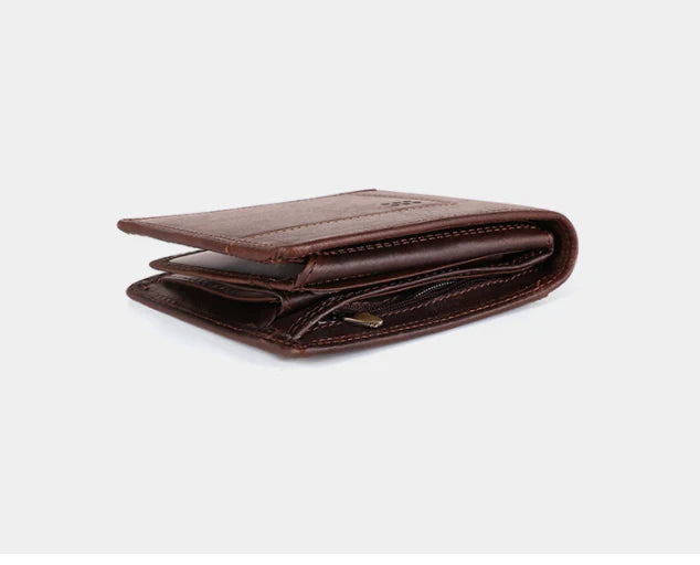 Premium cowhide leather clutch wallet with multiple card slots and compartments for organised storage