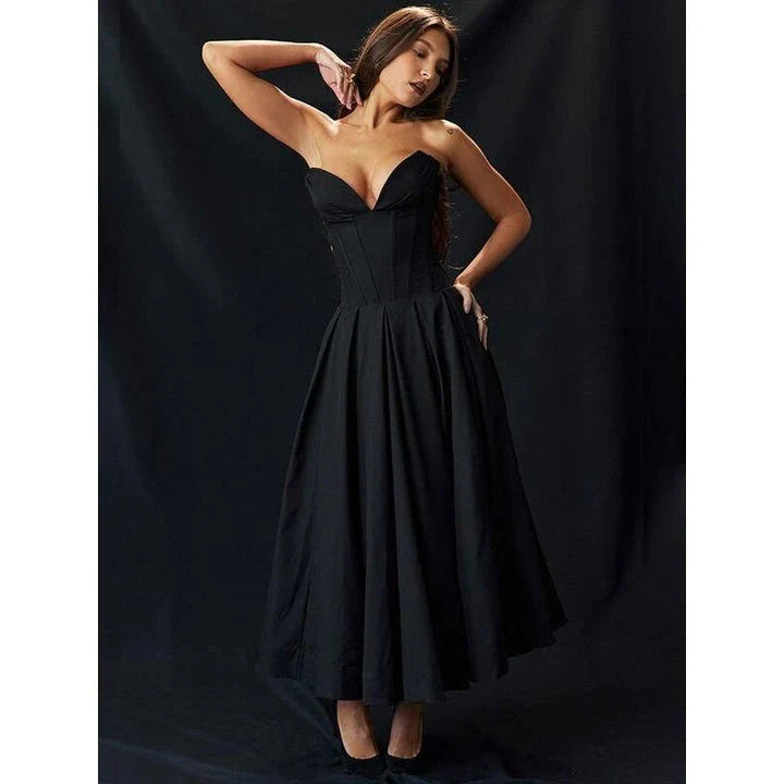 Homeenjoy UK Chic Backless Midi Dress for Sophisticated Occasions