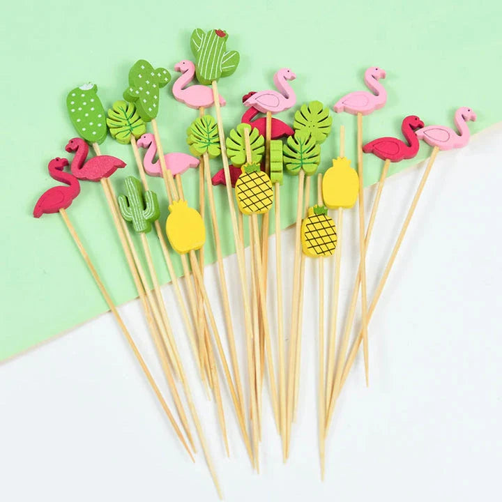 Charming bamboo flamingo decorative picks for adding a tropical touch to UK parties, weddings, and events