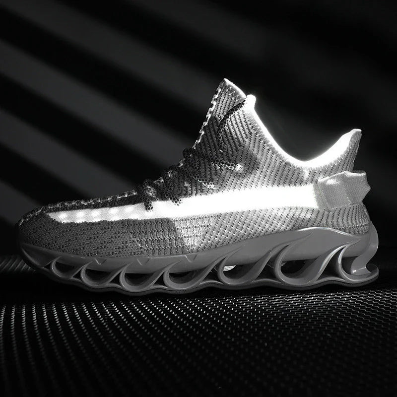 Breathable woven fabric sneakers in white with a hollow, casual design for active lifestyles
