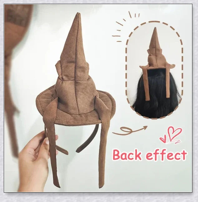 Sortband Halloween Witch Hat Headband in red, green, and brown colours with a unique, handcrafted design