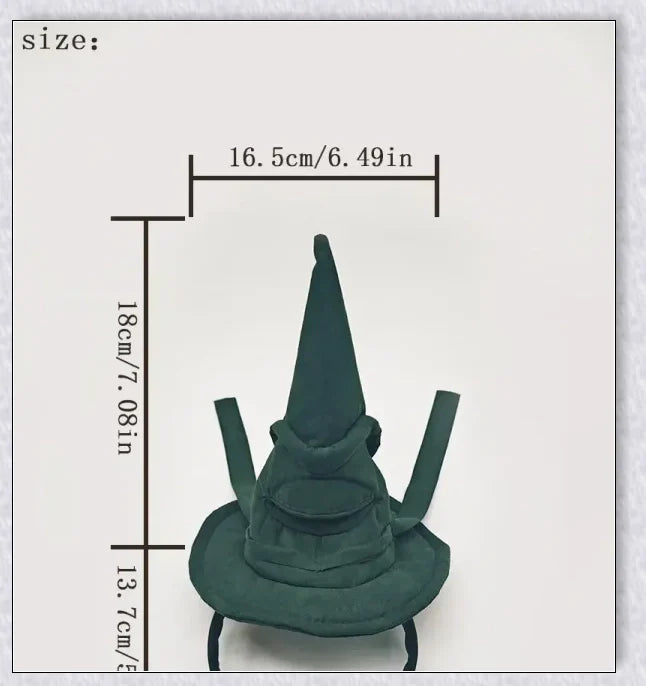 Sortband Halloween Witch Hat Headband in red, green, and brown colours with a unique, handcrafted design