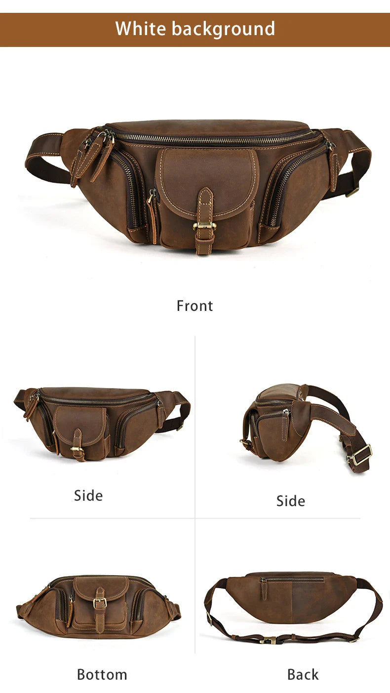 A classic leather satchel bag with a retro-inspired design, suitable for everyday use and commuting on a motorcycle.