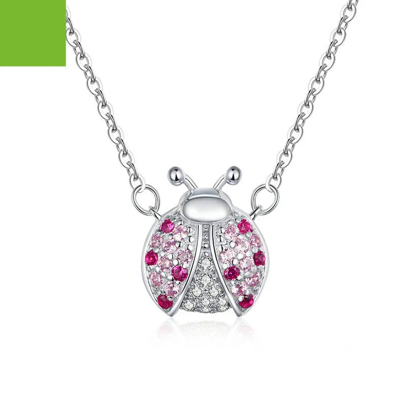 Delicate 925 sterling silver necklace featuring a charming ladybug design, with an adjustable 45cm chain for a customised fit.