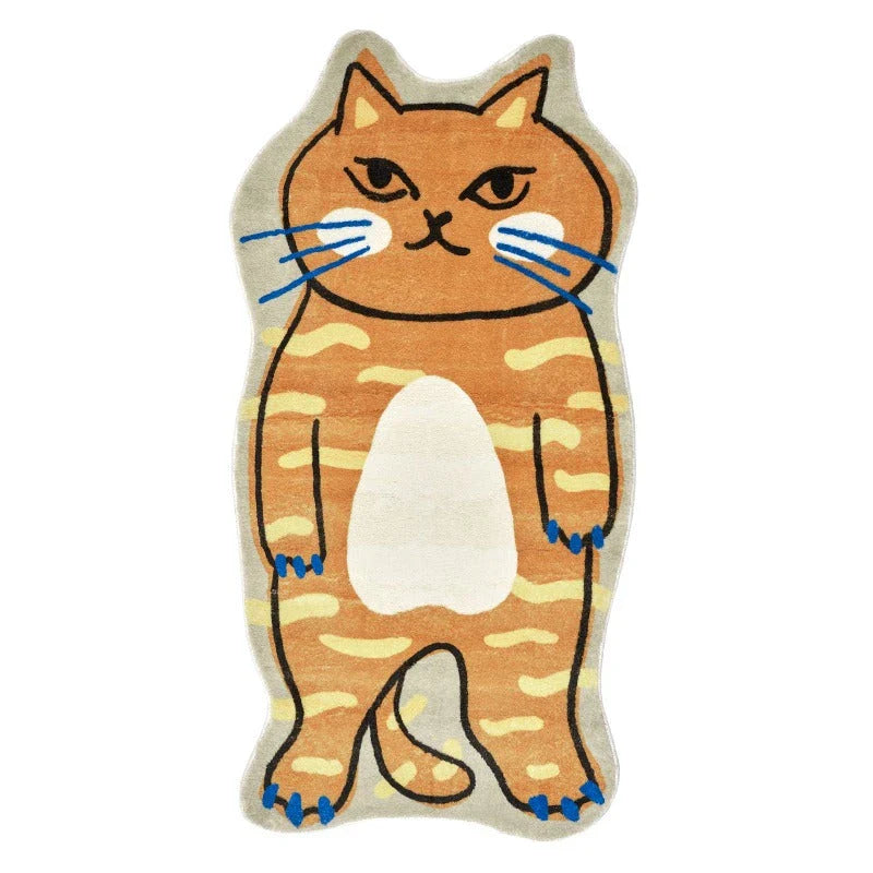 Cartoon living room rug with a charming cat design, offering plush comfort and non-slip safety for a cosy and stylish home decor accent.