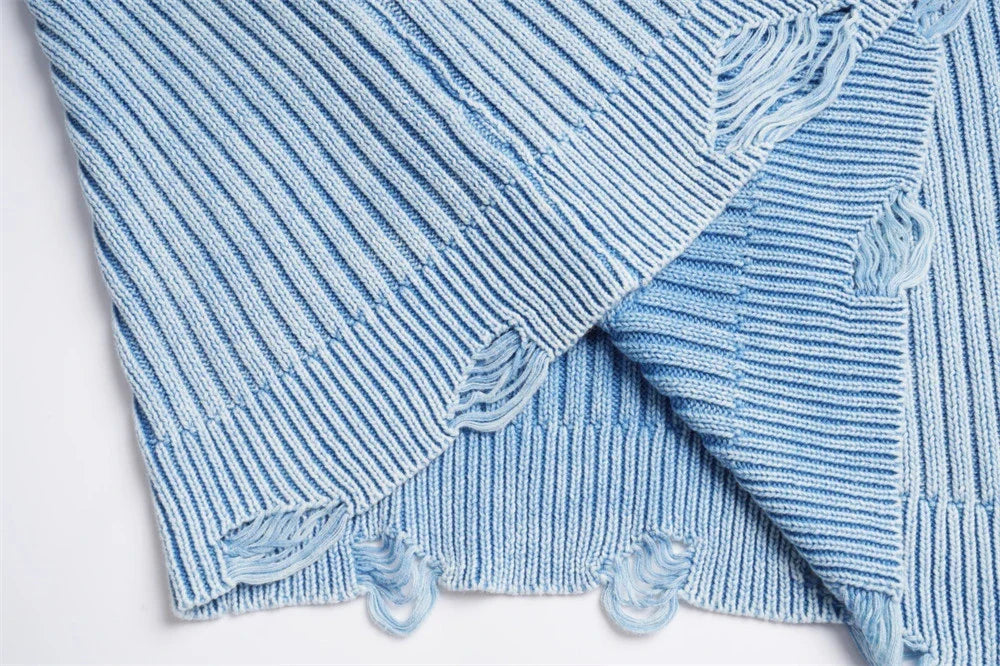 Classic ripped round neck jumper in a monochrome colour scheme, featuring a unique sunken stripe detail and a relaxed, comfortable fit.