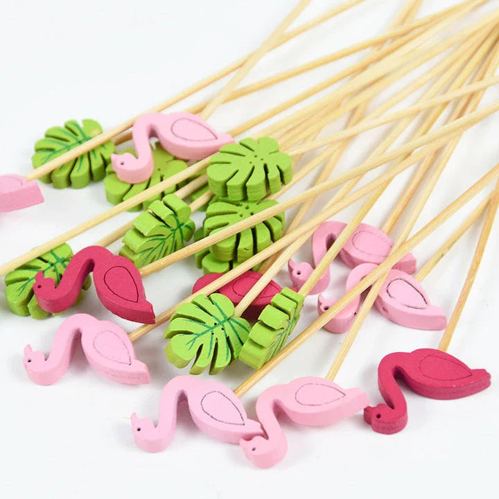 Charming bamboo flamingo decorative picks for adding a tropical touch to UK parties, weddings, and events