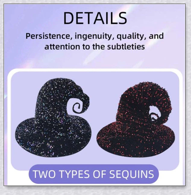 Starrywitch Sequin Witch Hat with sparkling sequins for a bewitching, enchanting Halloween costume accessory