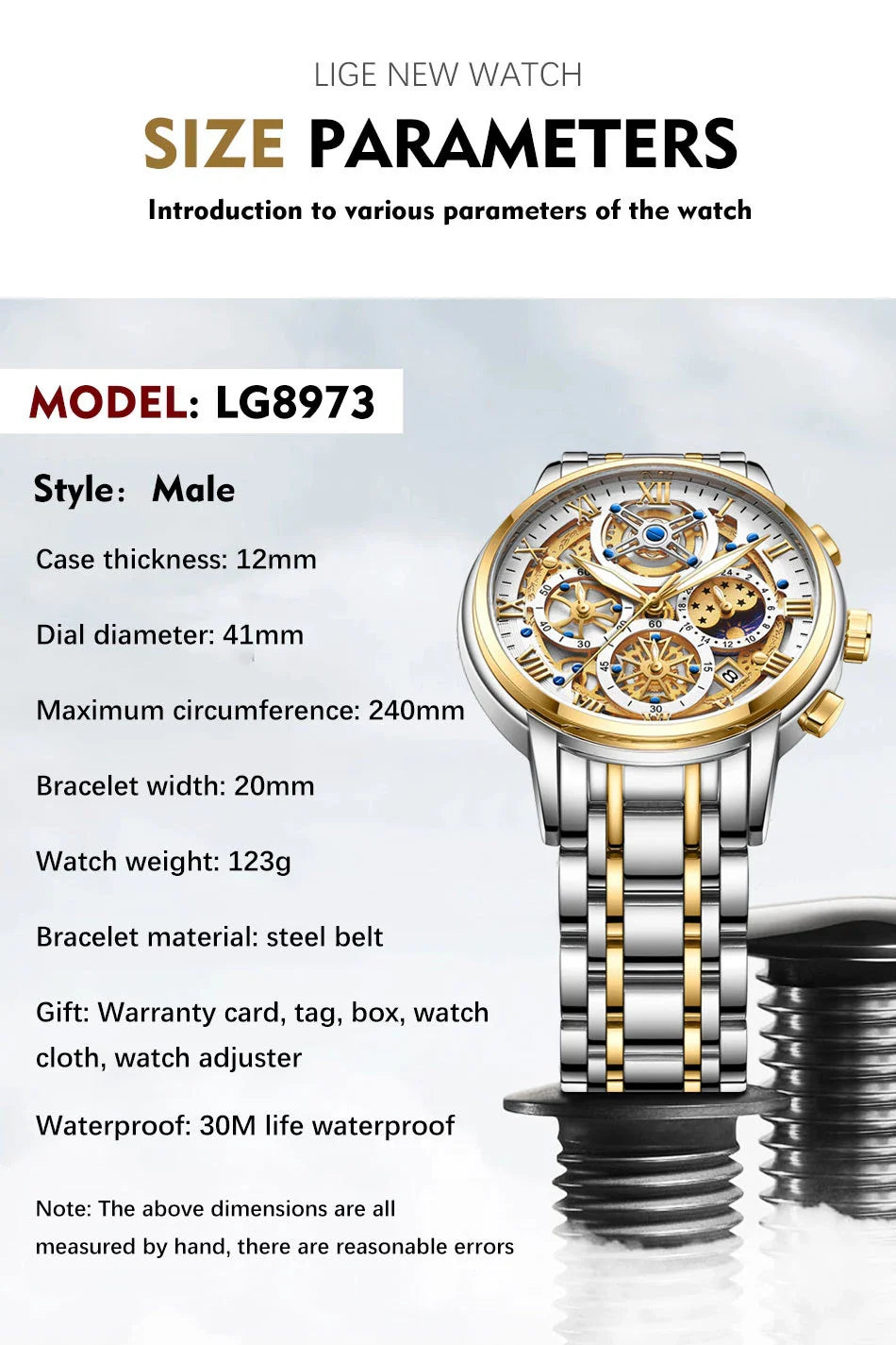 Classic Quartz Multifunction Men's Watch with versatile features and durable stainless steel construction