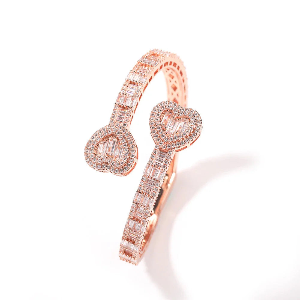 Elegant geometric bracelet with diamond accents in gold, silver, and rose gold finishes