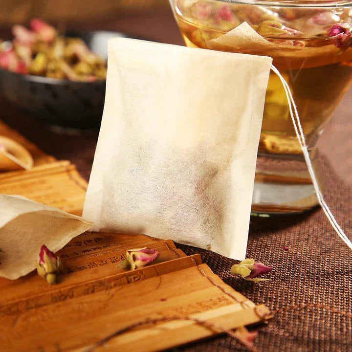 Disposable paper tea bags in various sizes, made with premium non-woven fabric for superior infusion and convenient, on-the-go enjoyment.