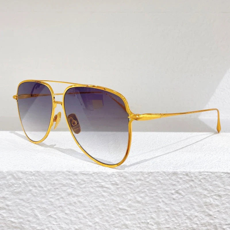 Premium pure titanium frame classic vintage pilot sunglasses with UV400 protection and gold finish