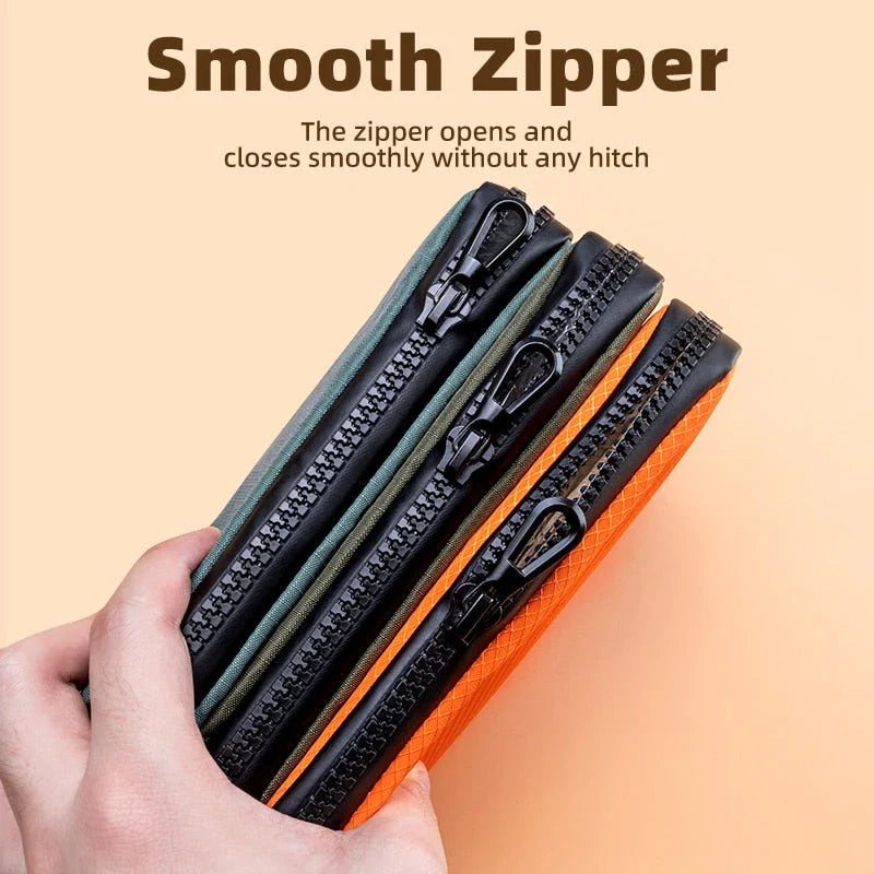 Compact cycling wallet in turquoise colour with zipper closure and compartments for storing phone, coins, and other small items