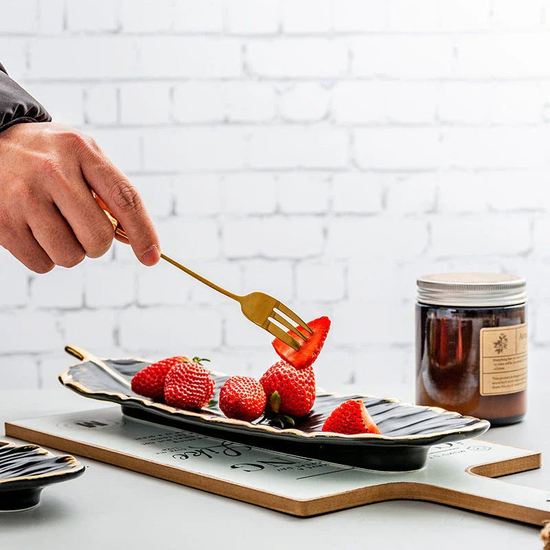 Elegant Nordic Ceramic Storage Tray in white with unique feather-inspired design and hand-painted patterns