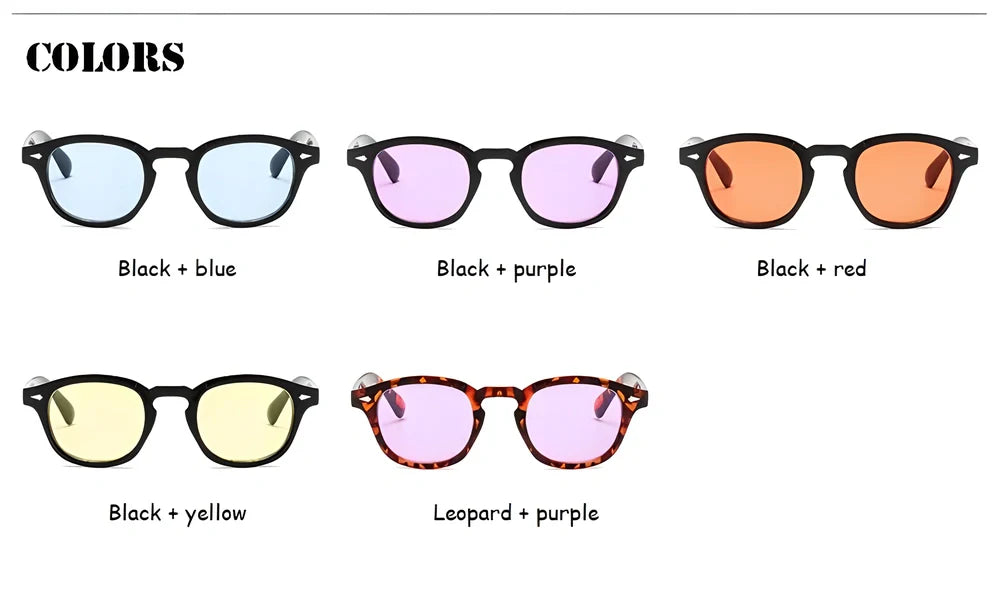 Classic round sunglasses with tinted lenses inspired by the iconic style of Johnny Depp