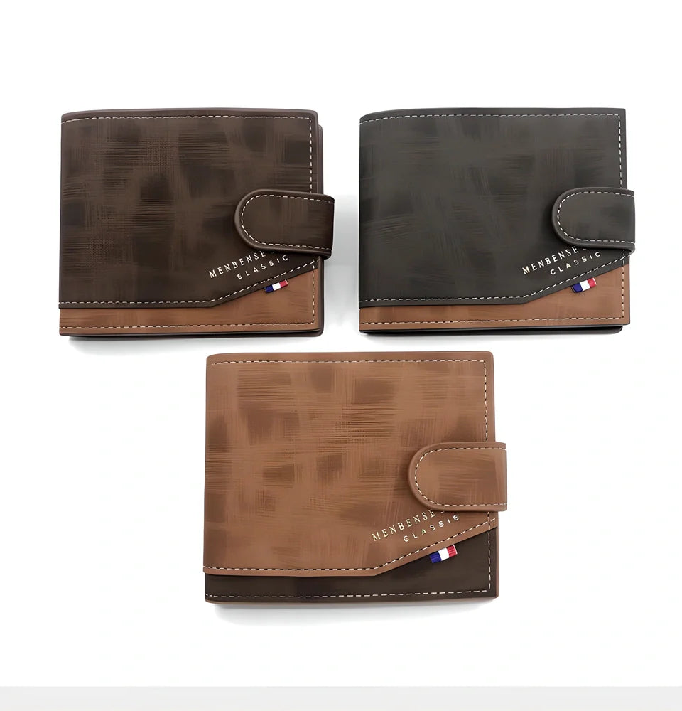 Classic Slim Coin Pocket Wallets for Men in Dark Brown, Black, and Brown colours