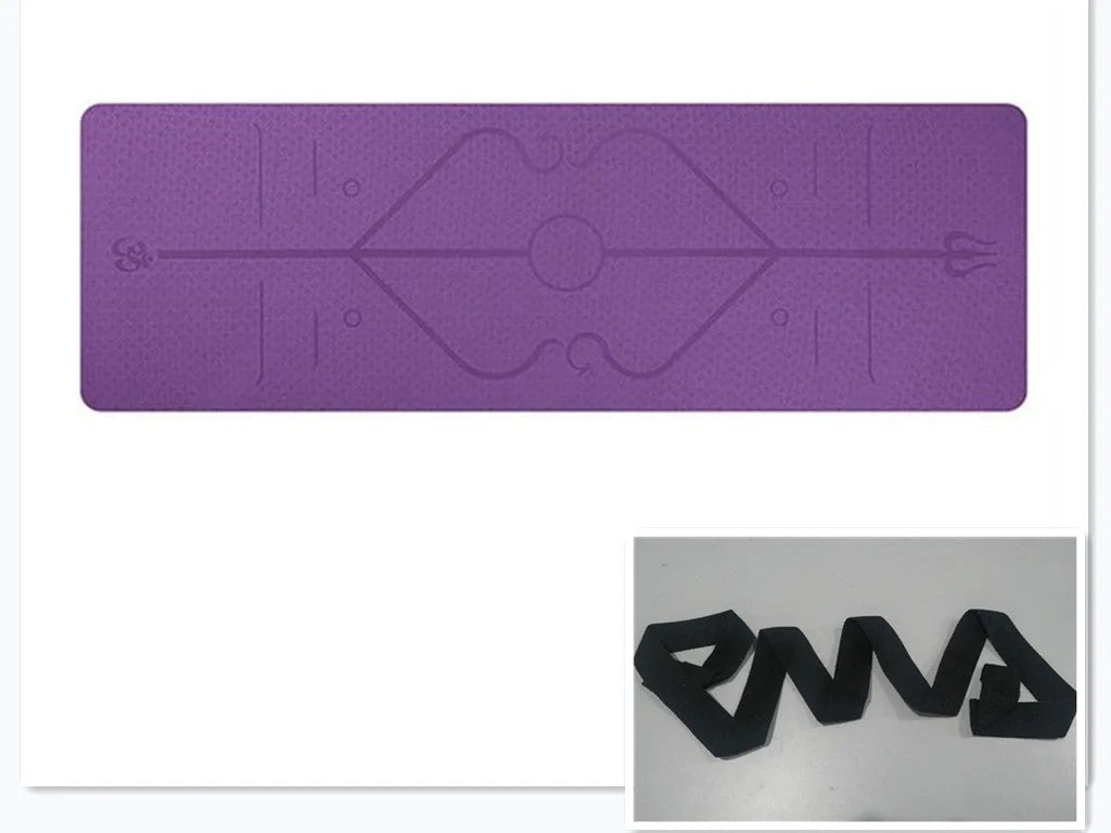 Eco-friendly non-slip TPE yoga mat with position lines for beginners