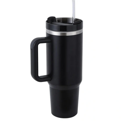 40oz stainless steel straw coffee mug with handle, ideal for travel