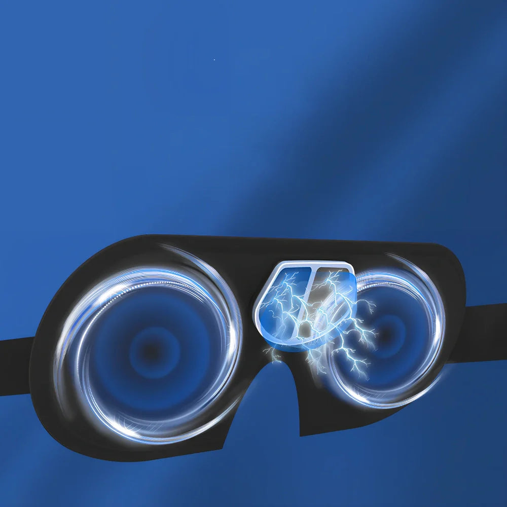 Black smart eye massager sleep mask with USB cable connection and sponge padding