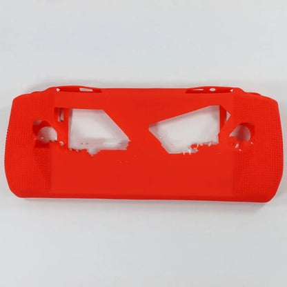 Plastic game console case with drop protection, shown in black, blue, pink, red, white, or yellow
