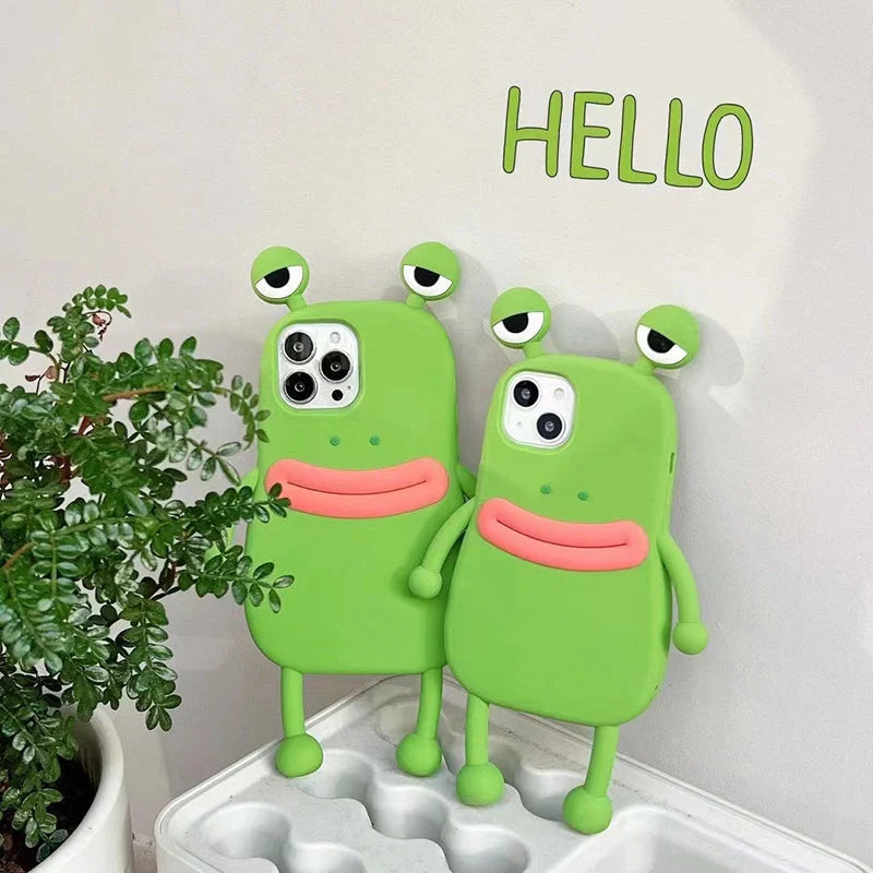 Cartoon Cute Shockproof Bumper Cover for iPhone with 3D frog design