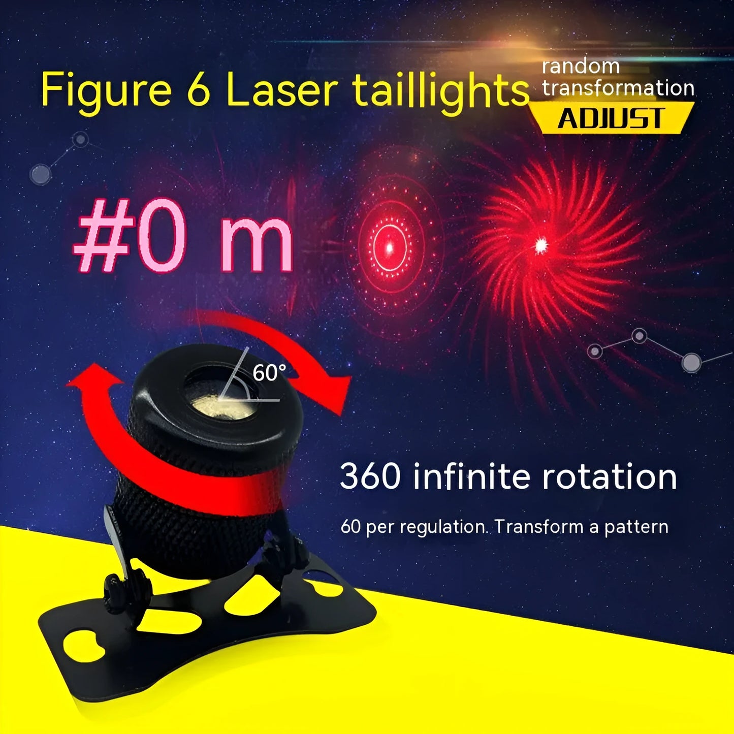 Aluminium laser fog lamp for car or motorcycle with red beam and mounting hardware.