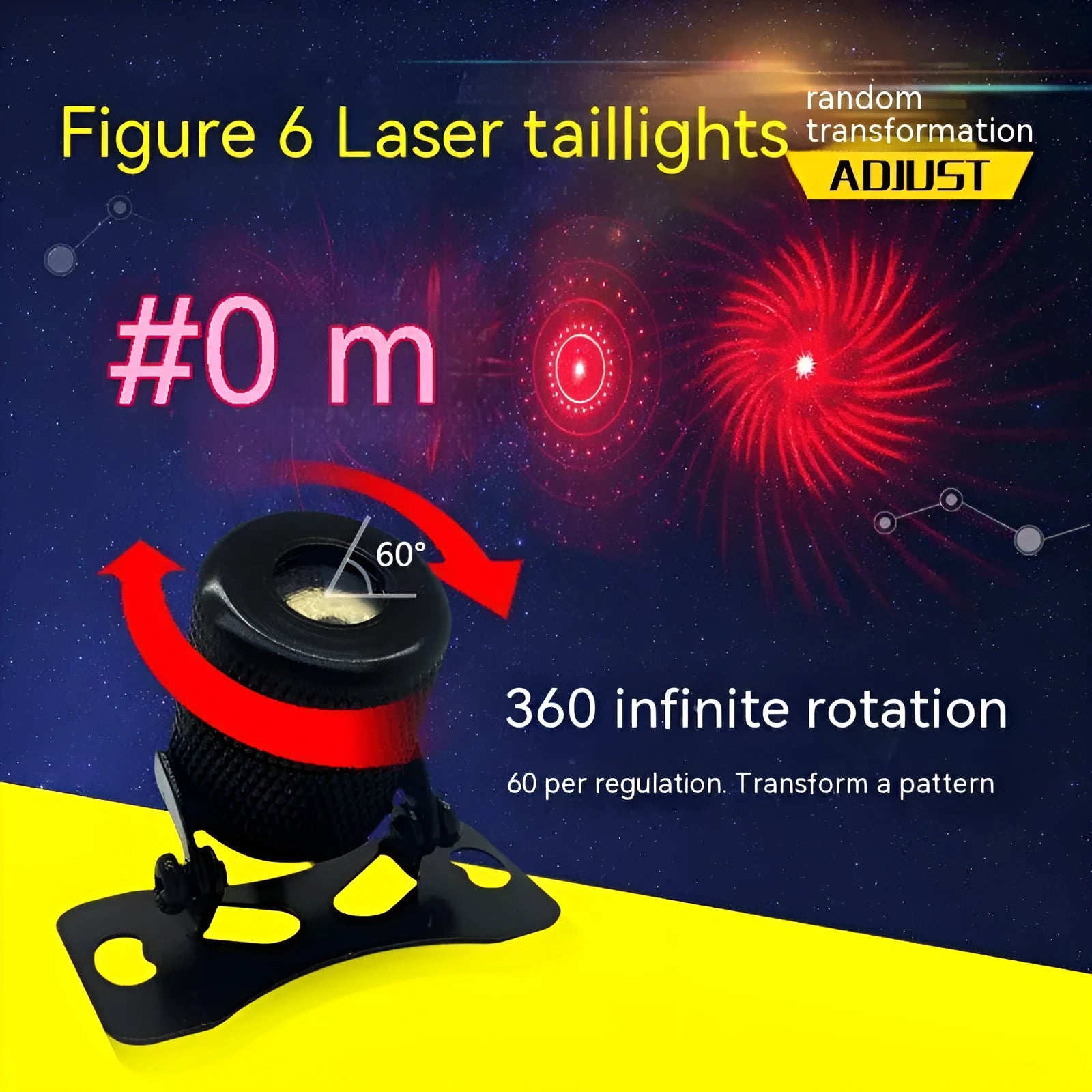 Aluminium laser fog lamp for car or motorcycle with red beam and mounting hardware.