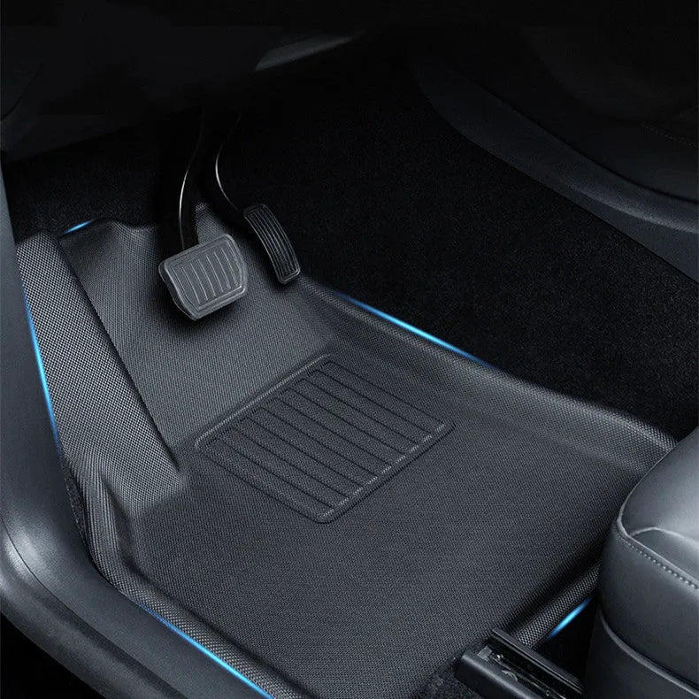 Minimalist Car TPR Material Floor Mats for Tesla Model Y with front storage box mat and tailbox mat three piece set - Complete interior protection solution