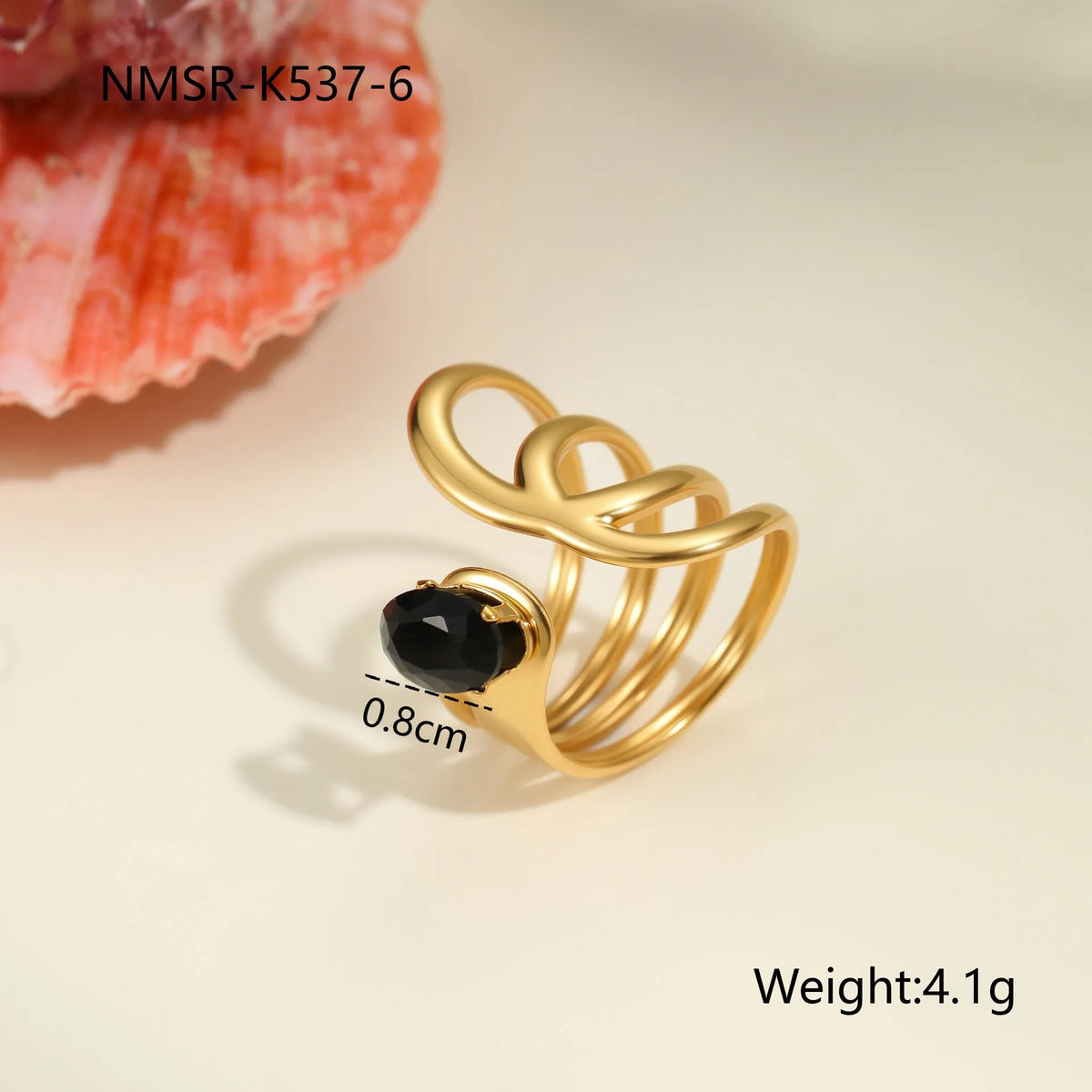 Geometric design stainless steel ring for women with inlaid zircon stones, open mouth free size