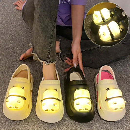 Cute panda-themed summer sandals with lamps, available in multiple colors and sizes for a comfortable, stylish, and fun summer look