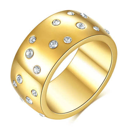 Women's titanium steel couple ring with diamond treatment starry geometric design in metallic colours
