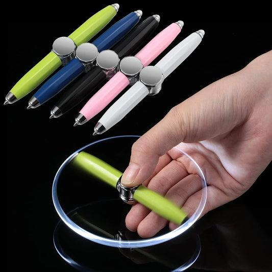 Versatile LED-powered gyro ballpoint pen with a mesmerizing spinner for stress relief and improved productivity
