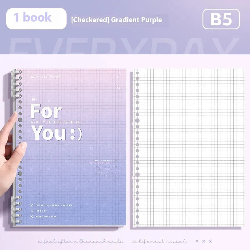 Removable coil gradient notepad in green, blue, pink, or purple with PP cover and wood-free paper