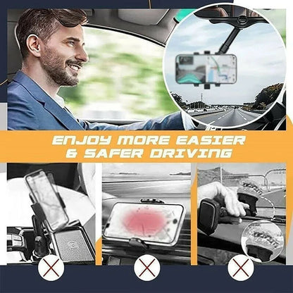 Car rearview mirror swivel navigation bracket in black, made from temperature-resistant ABS with nano-PU glue