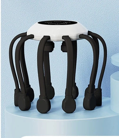 Soothing Octopus Head Massager with 14 independent massage heads and 5 customizable massage modes for targeted tension relief and relaxation