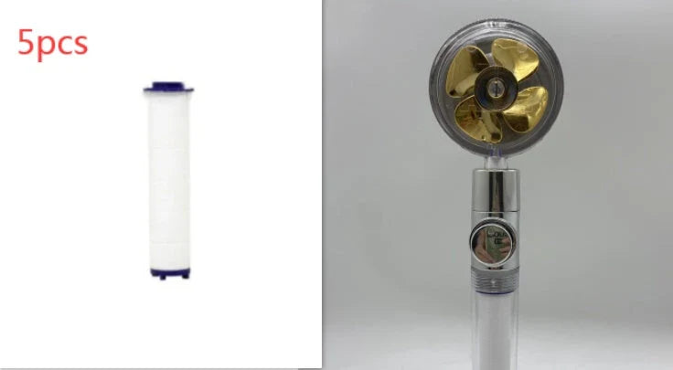 360° Rotating Shower Head with Built-In Fan - Premium ABS Plastic Construction, Water-Saving High-Pressure Spray